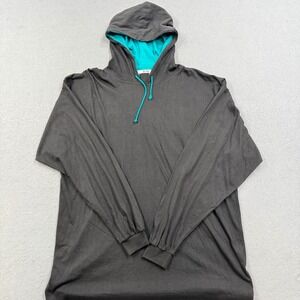 Softwear Hoodie Mens 2XL Gray Teal Lined Loose Fit Lightweight Activewear Lounge